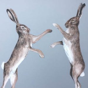 Grey Boxing Hares print